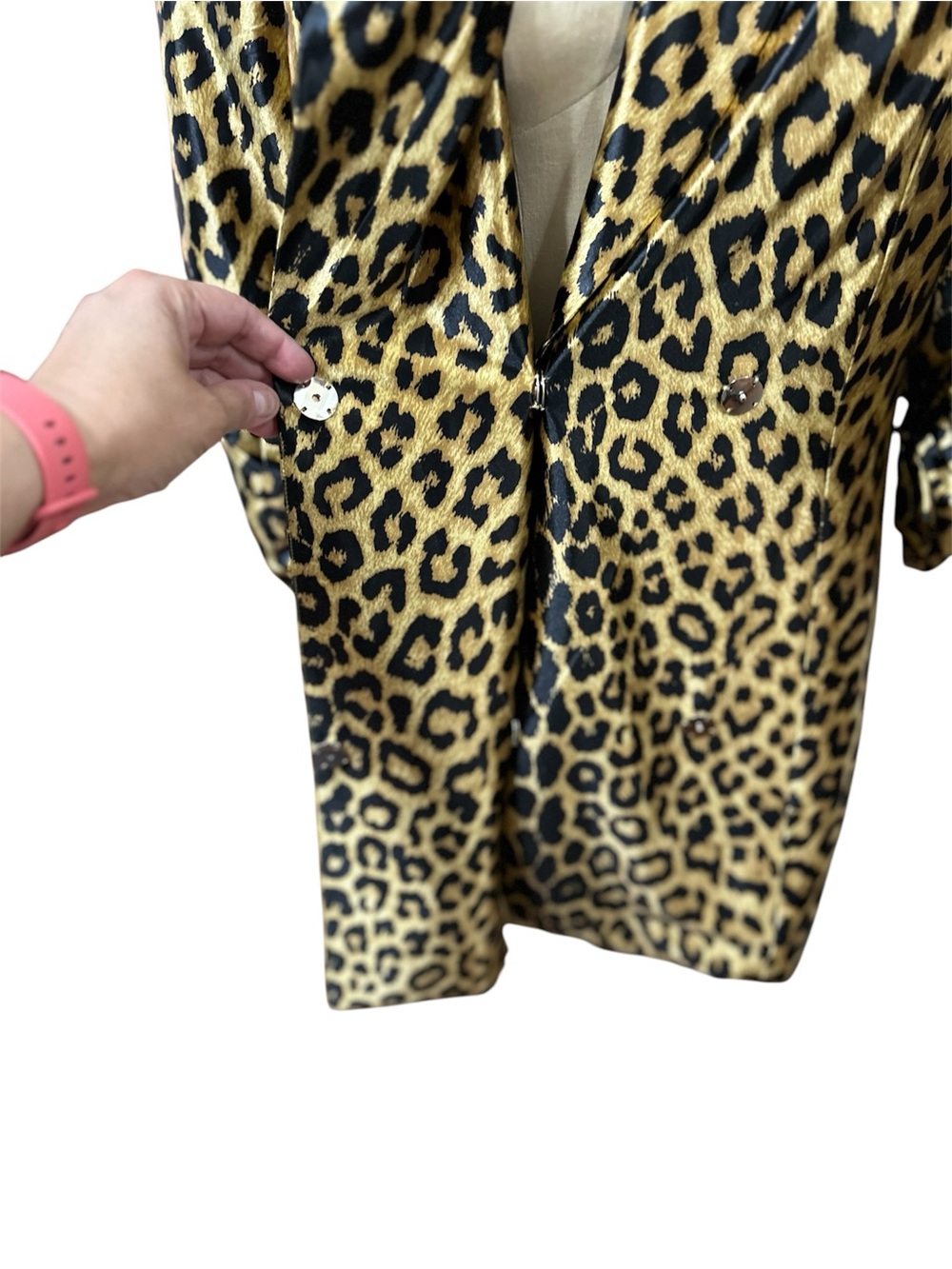 AKIRA Classic Gold and Black Leopard Print Blazer soft padded shoulders Large - Picture 8 of 15